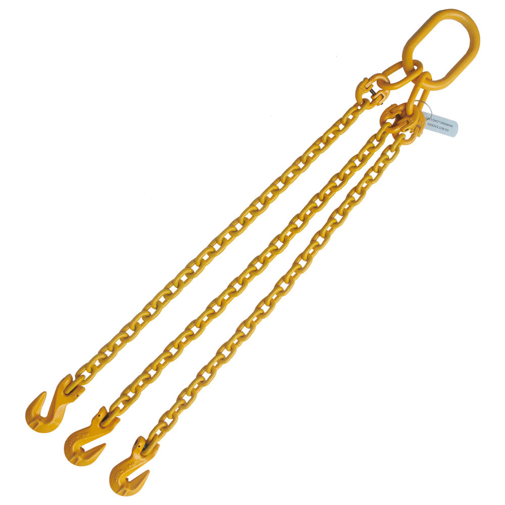 Grade 80 Chain Sling 3/8 x 6 Triple Leg with Grab Hooks 