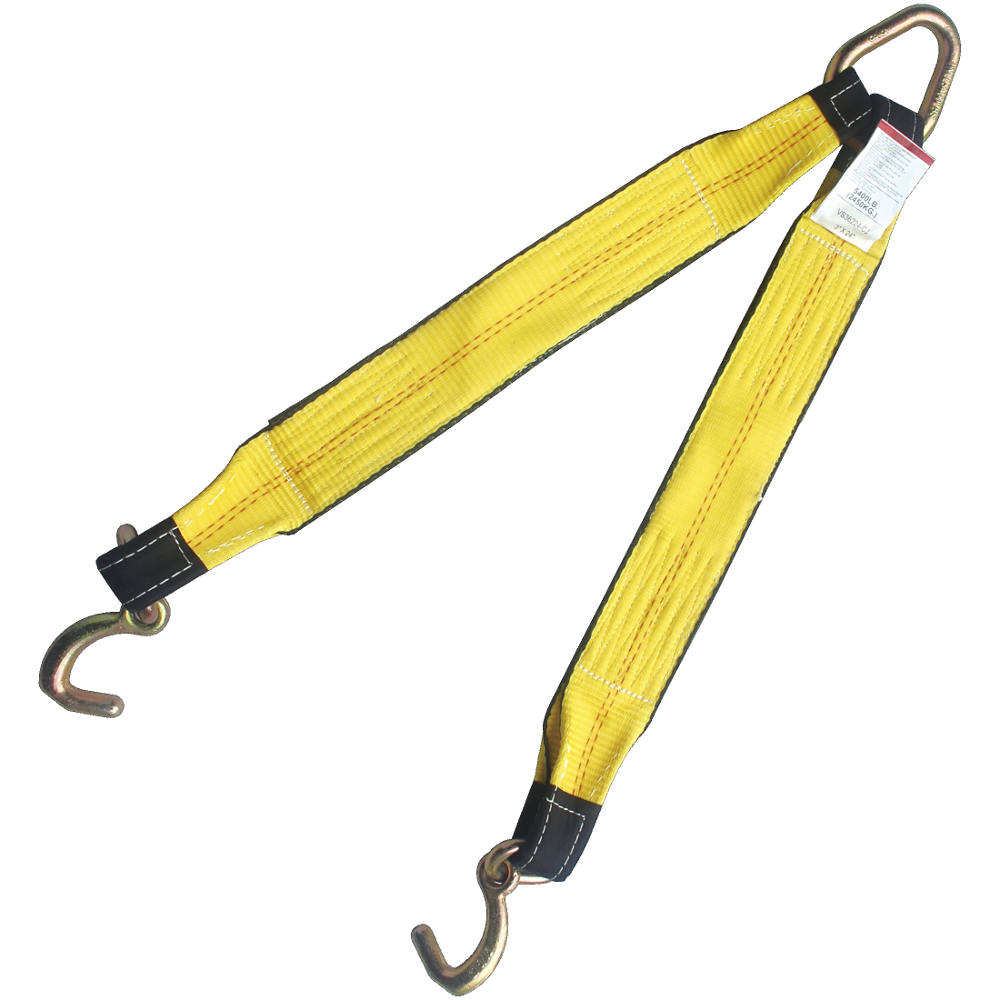 3" x 24" Tow Strap V Bridle with RT Compact J Hook 2 Leg 5400 LBS WLL