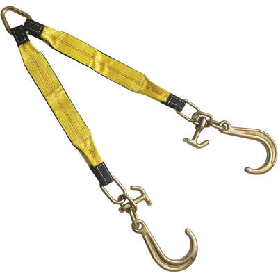 3"x30" Tow Strap V Bridle with 8" J & T-J Hook 2 Leg 5400 LBS