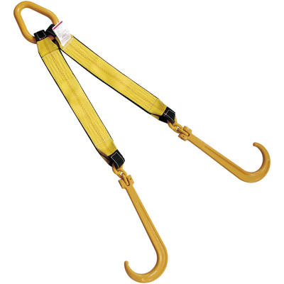 3"x24" Tow Strap V Bridle with 15" Long Shank J Hook 12300 LBS