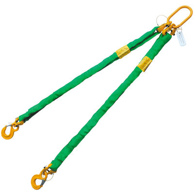 Green 16' Round Bridle Sling with Sling Hook 2 Leg