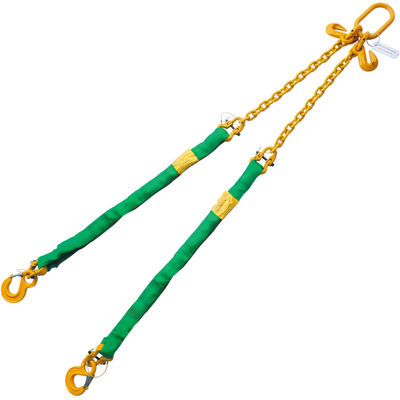 Green 3' Round Bridle Sling Adjustable w/Sling Hook 2 Leg