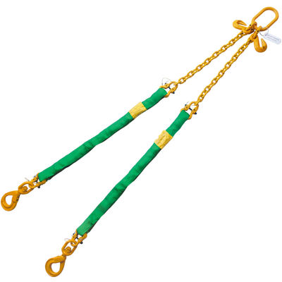 Green 3' Round Bridle Sling Adjustable w/Swivel Hook 2 Leg