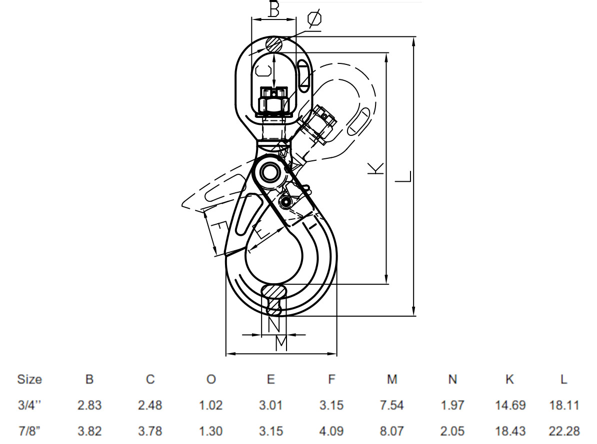 1 Tons Swivel Hook Heavy Duty Swivel Lifting Hook Self Lock