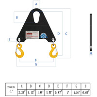 1T x 1FT Triangle Steel Lifting Beam w/Shackle and Sling Hook