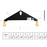 1T x 3FT Triangle Steel Lifting Beam w/Shackle and Sling Hook