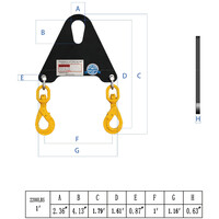 1T x 1FT Triangle Steel Lifting Beam w/Shackle and Swivel Hook