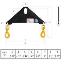 1T x 2FT Triangle Steel Lifting Beam w/Shackle and Swivel Hook
