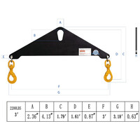 1T x 3FT Triangle Steel Lifting Beam w/Shackle and Swivel Hook