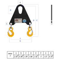 3T x 1FT Triangle Steel Lifting Beam w/Shackle and Sling Hook