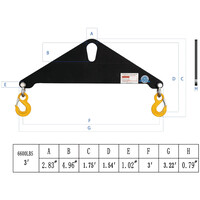 3T x 3FT Triangle Steel Lifting Beam w/Shackle and Sling Hook