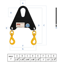 3T x 1FT Triangle Steel Lifting Beam w/Shackle and Swivel Hook