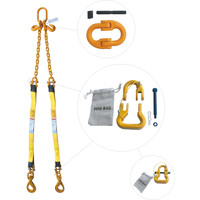 1"x18' Nylon Bridle Sling Adjustable 2 Leg w/Swivel Hook 2 Ply