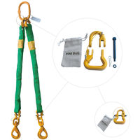 Green 14' Round Bridle Sling with Swivel Hook 2 Leg