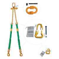 Green 12' Round Bridle Sling Adjustable w/Swivel Hook 2 Leg